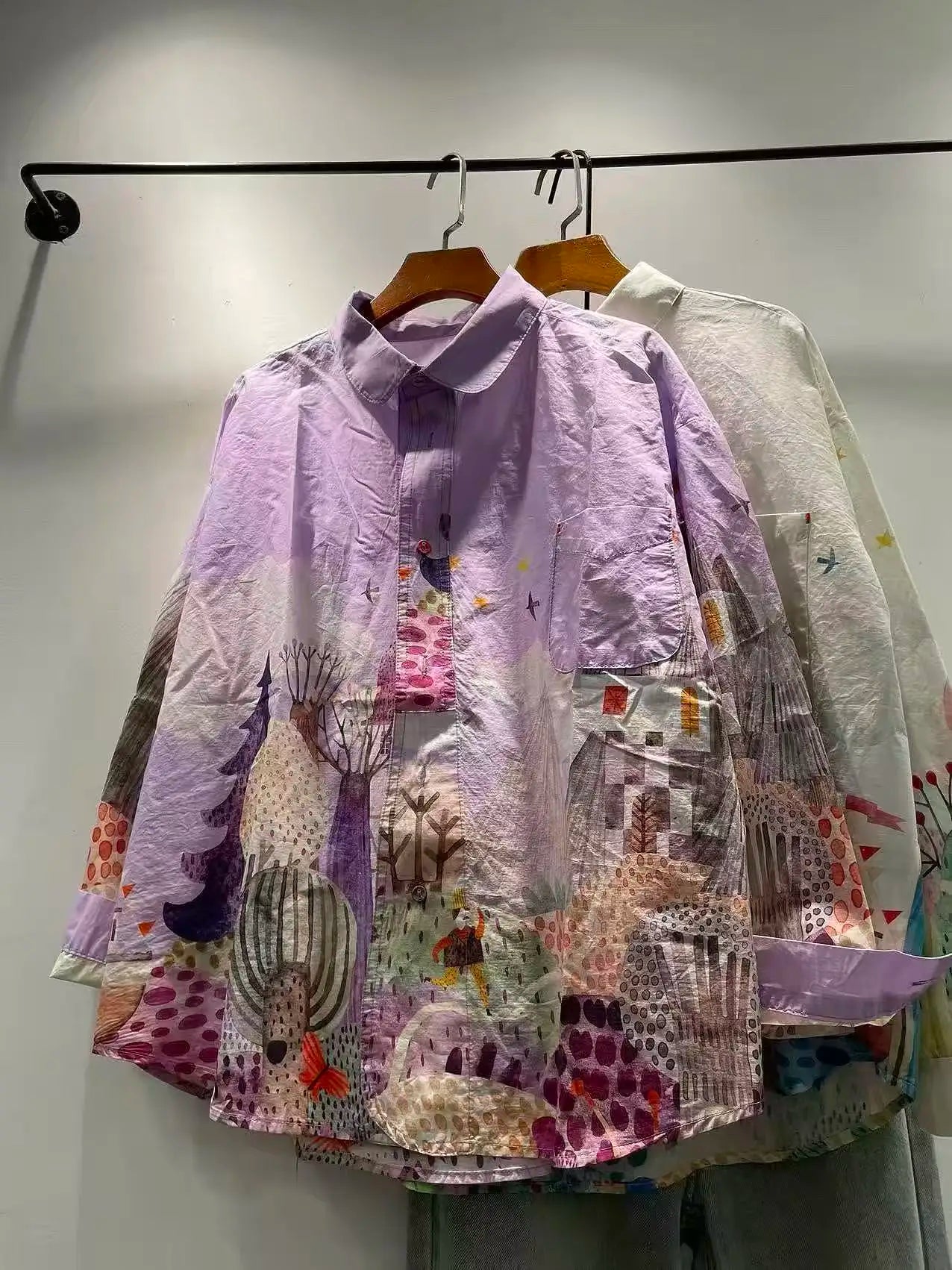 Women's Colourful Patchwork Print Long Sleeve Shirt