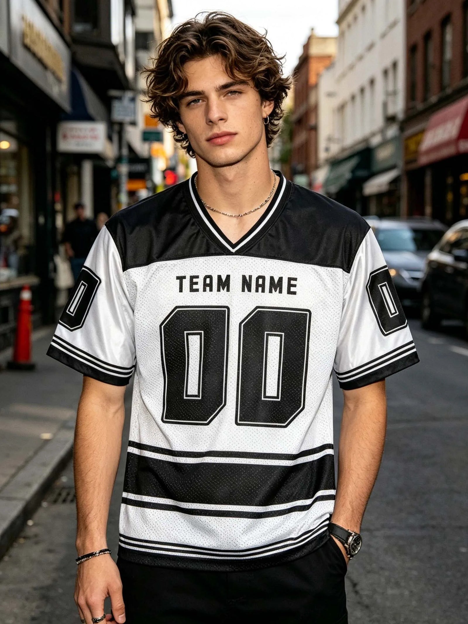 American Football Graphic Short Sleeve Sports Jersey with Number Print
