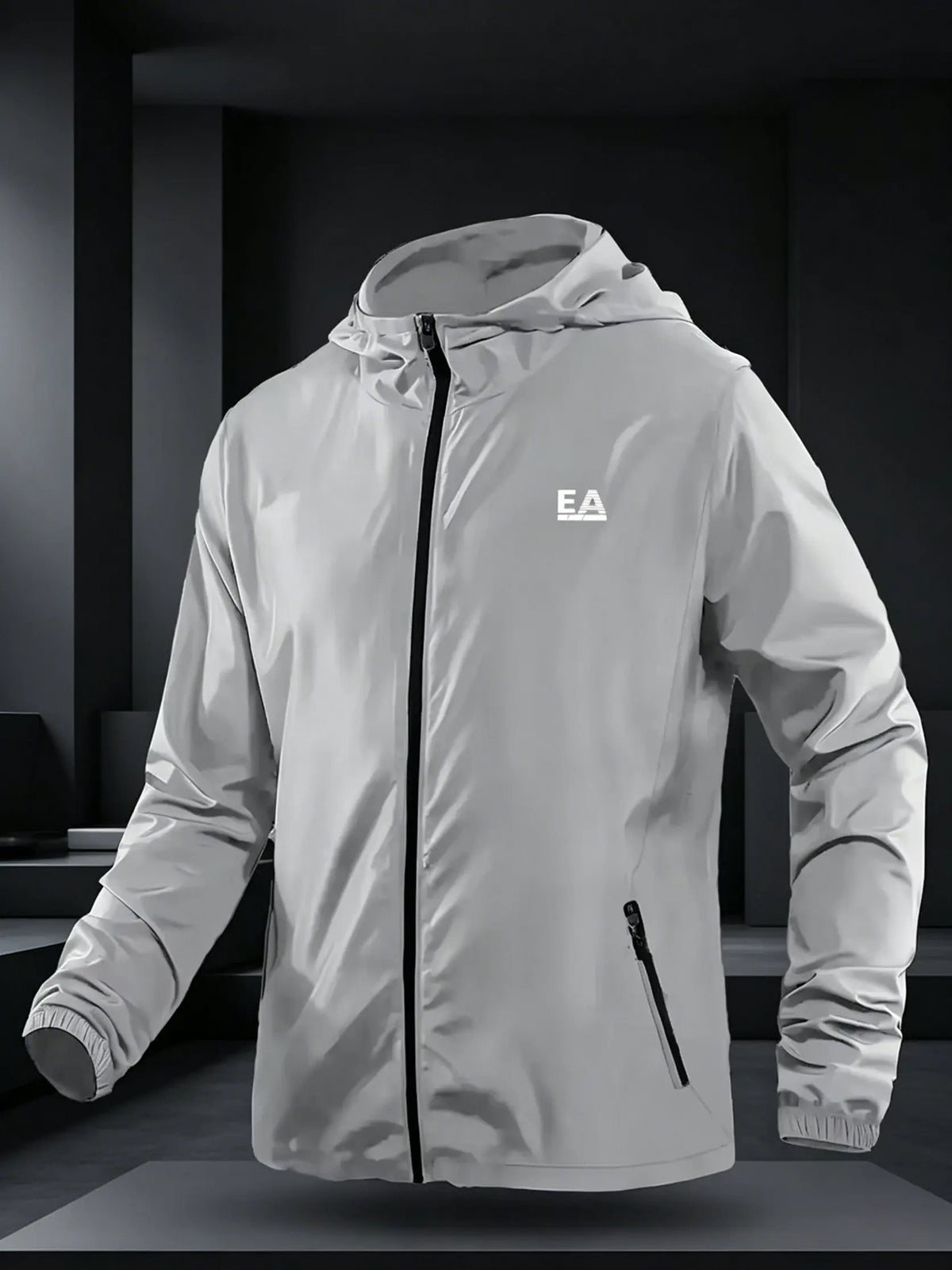 Hooded Long Sleeve Full Zip Outdoor Hiking Jacket with Pockets