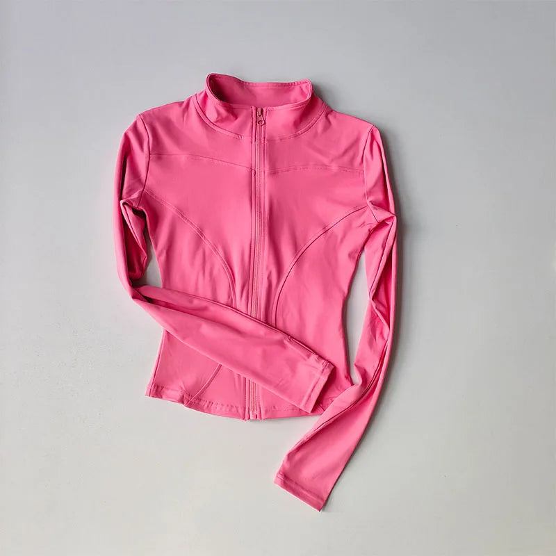 Stand Collar Long Sleeve Full Zip Yoga Training Jacket