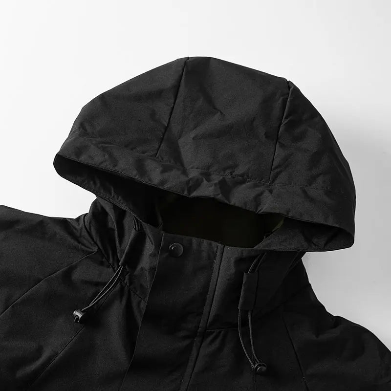 Hooded Zip-Front Hiking Jacket with Pockets