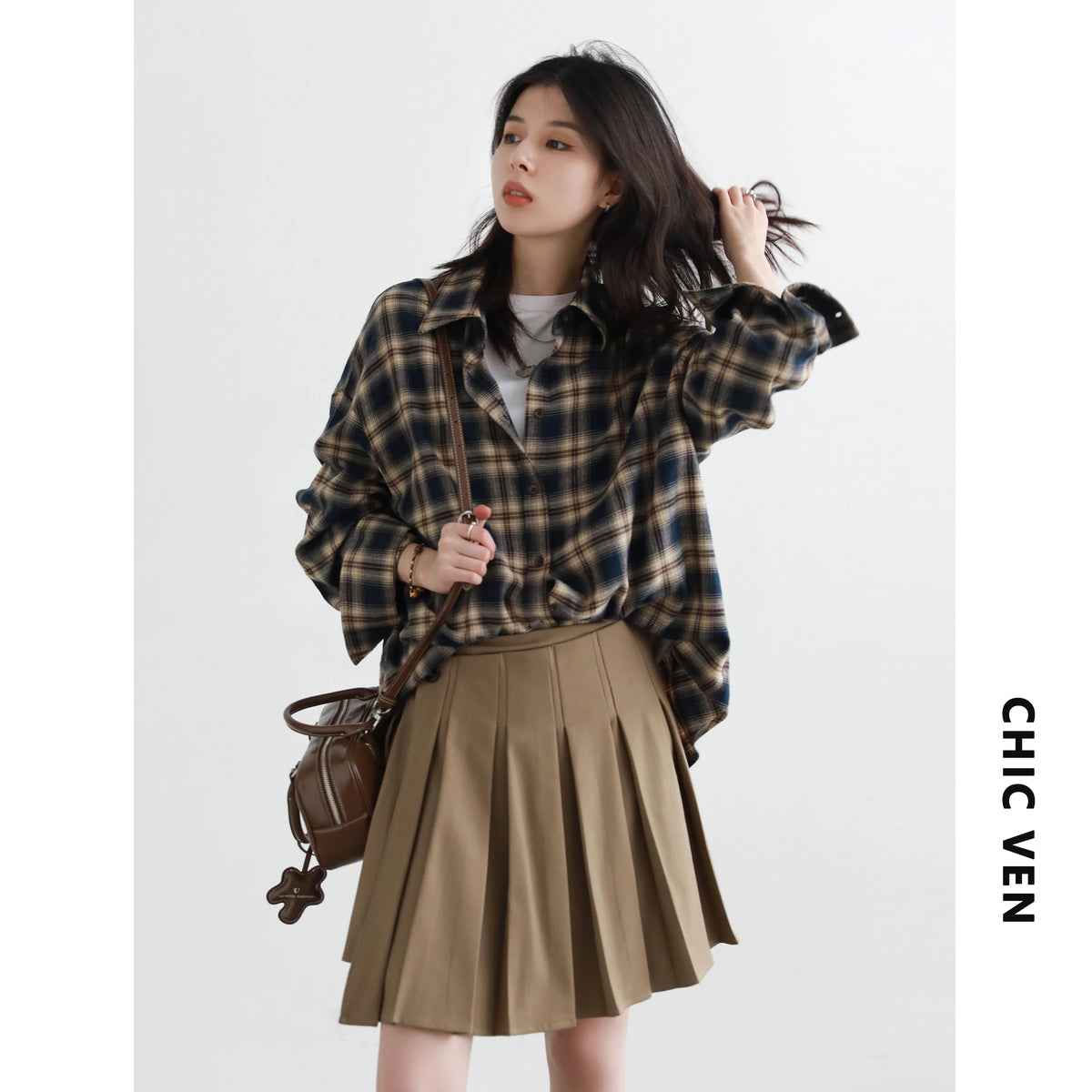 Women's Checked Collared Long Sleeve Shirt