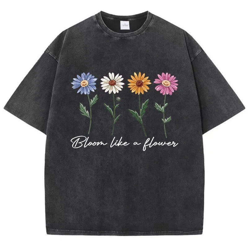 Printed Washed T-shirt Men's Cotton T-shirt Comfortable Round Neck T-shirt Men's Summer Outfit