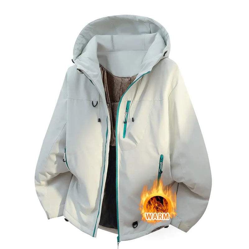 Hooded Long Sleeve Full Zip Outdoor Hiking Jacket with Pockets