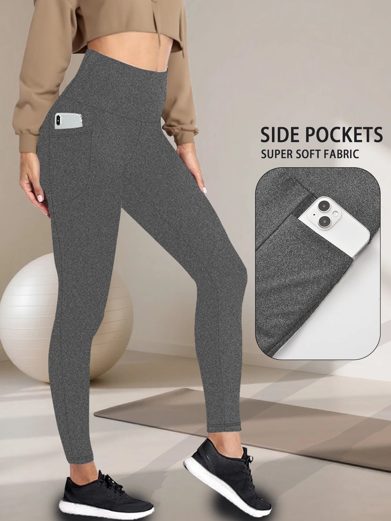 Women's Side Pocket Full Length Leggings For Workout Outfits