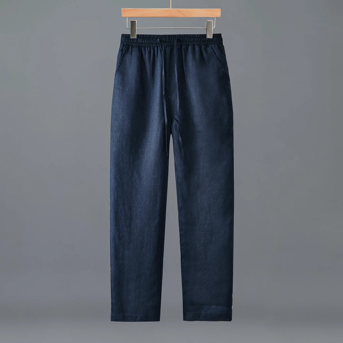 Women's Linen Regular-Fit Full-Length Casual Pants with Elastic Waist for Everyday Wear