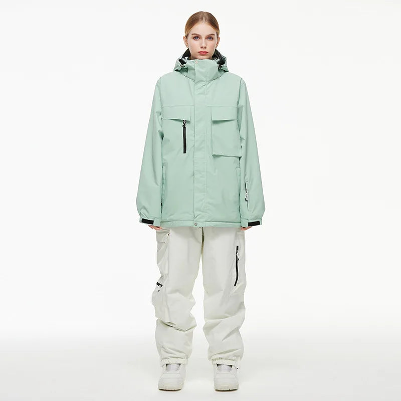 Hooded Ski Jacket and Pants Clothing Set with Style Options