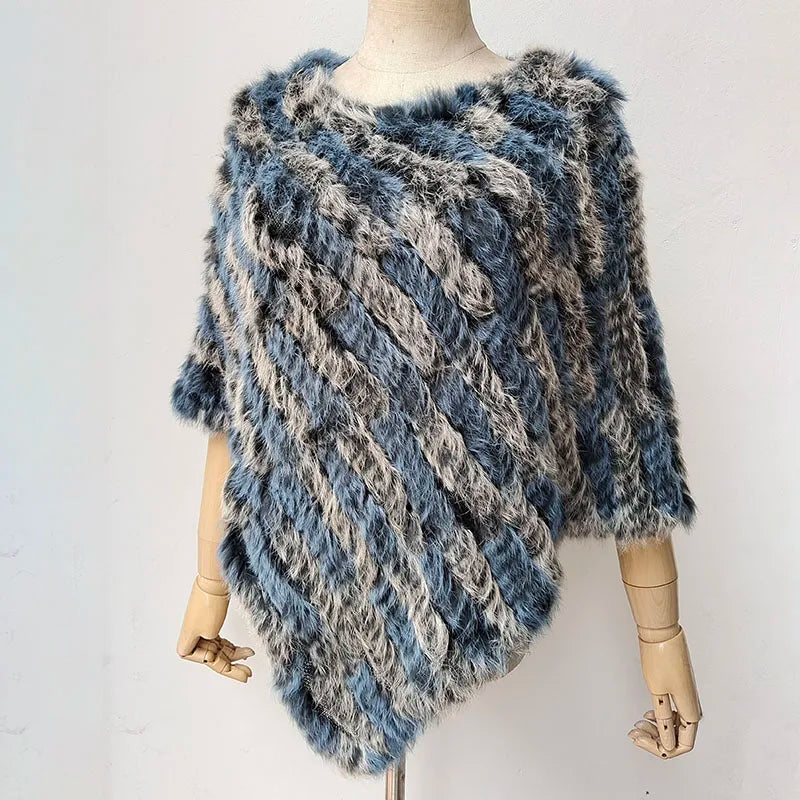 Textured Pointed Hem Poncho for Layering over Outfits