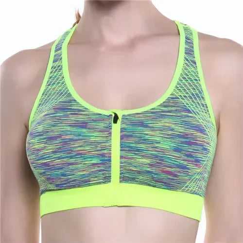 Women's Front Zip Racerback Space Dye Sports Bra