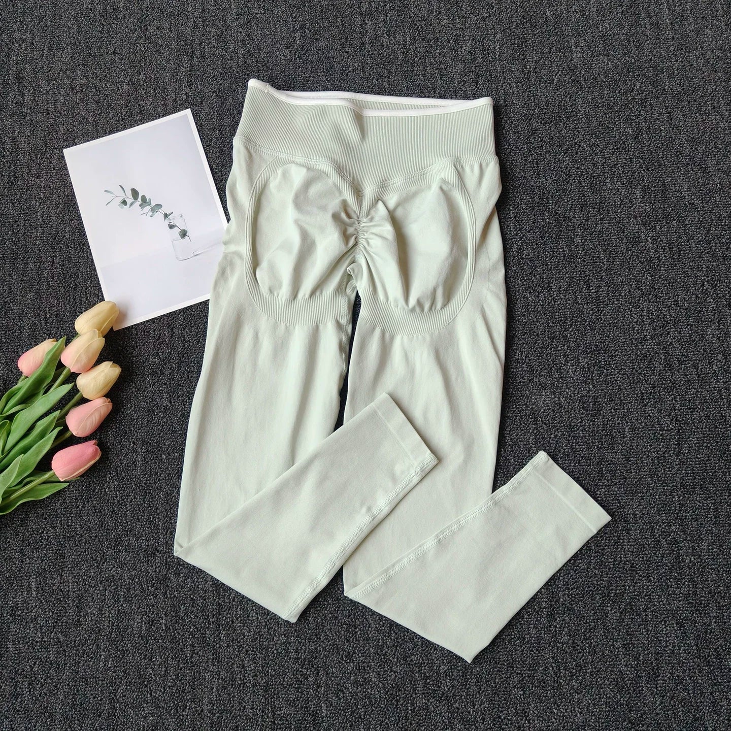 Women's Contrast Waist Full Length Leggings For Workout Outfits