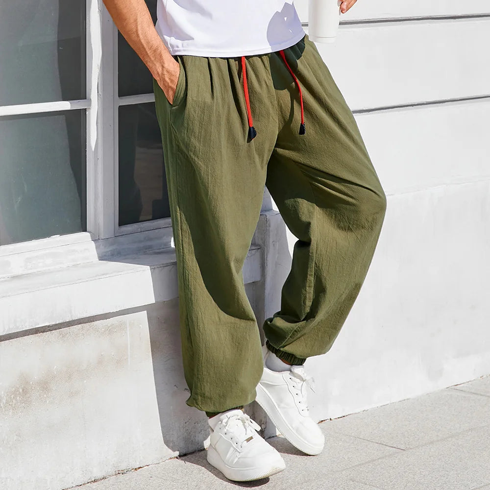 Men's Elastic Waist Loose Fit Casual Pants For Everyday Wear