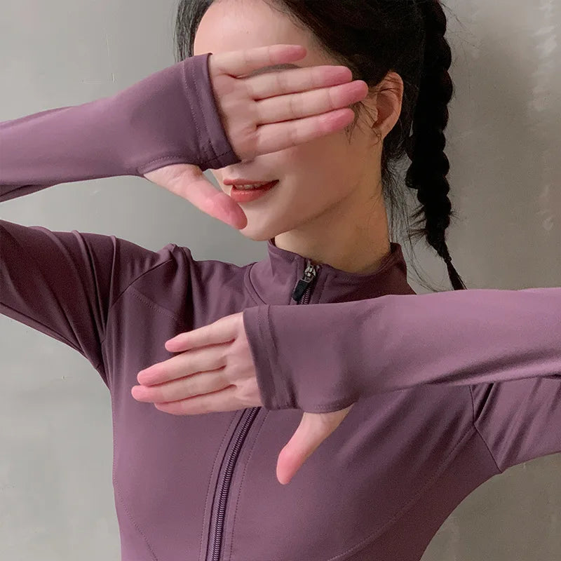 Women's Thumb-Hole Zip-Front Workout Jacket