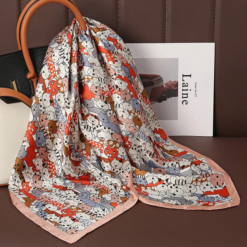Printed Square Scarf with Floral and Graphic Pattern Options