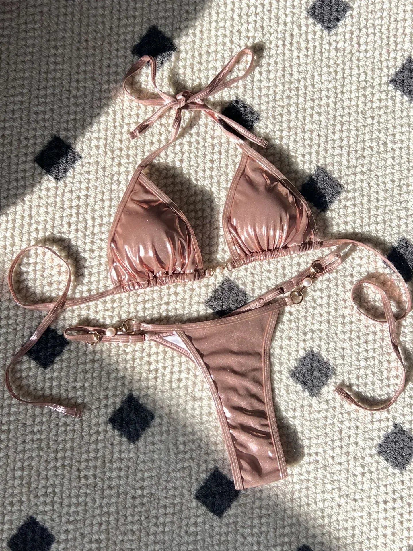 Shiny Pearl Detail Bikini