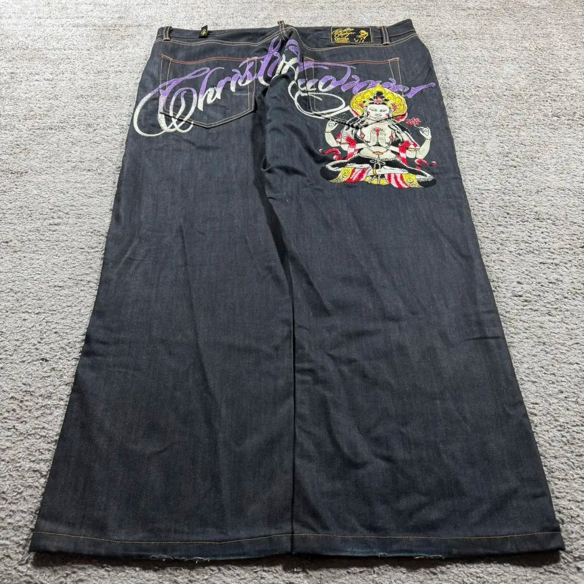 Women's Buddha Statue Graphic Back Denim Jeans For Everyday Outfits