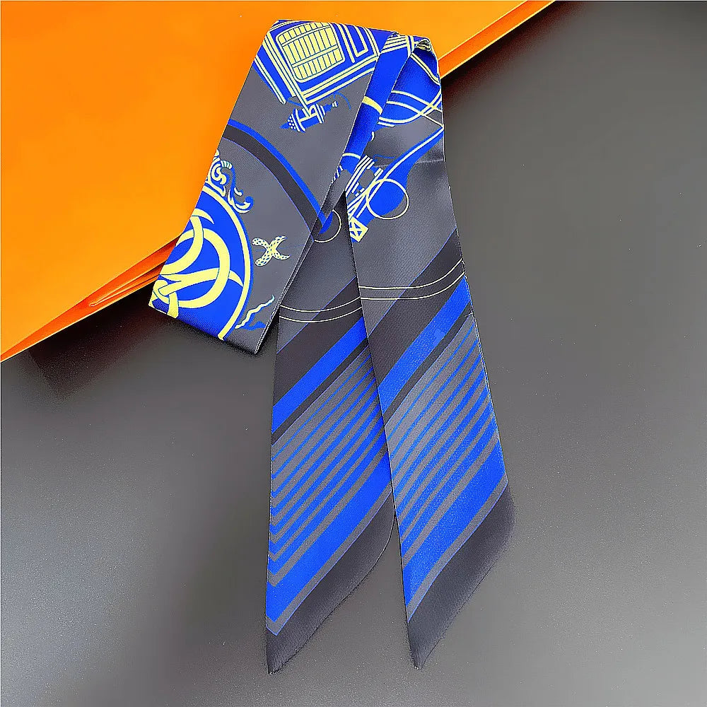 Horse Motif Skinny Scarf with Decorative Printed Patterns