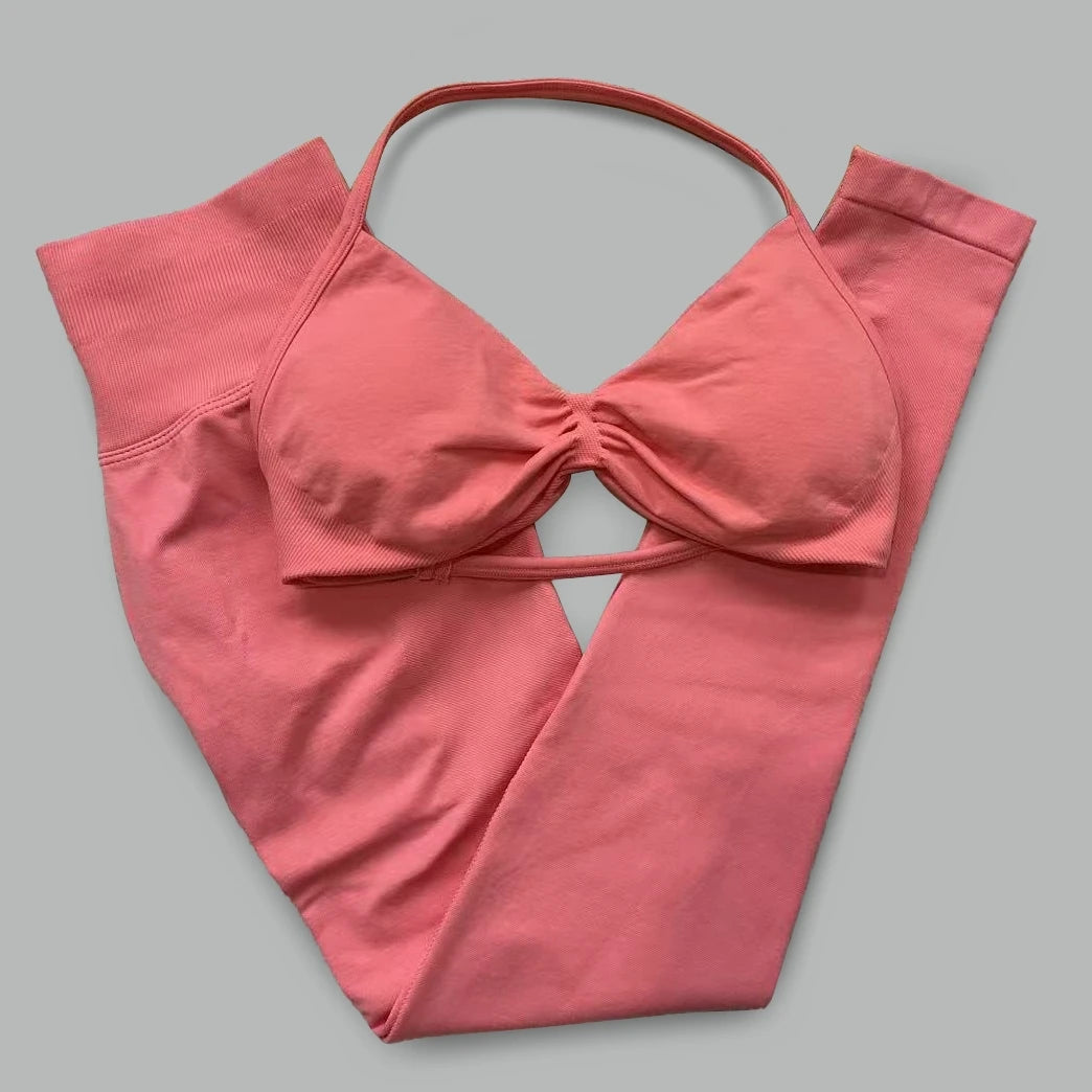 Women's Halter Bra And Leggings Yoga Set For Workout Outfits