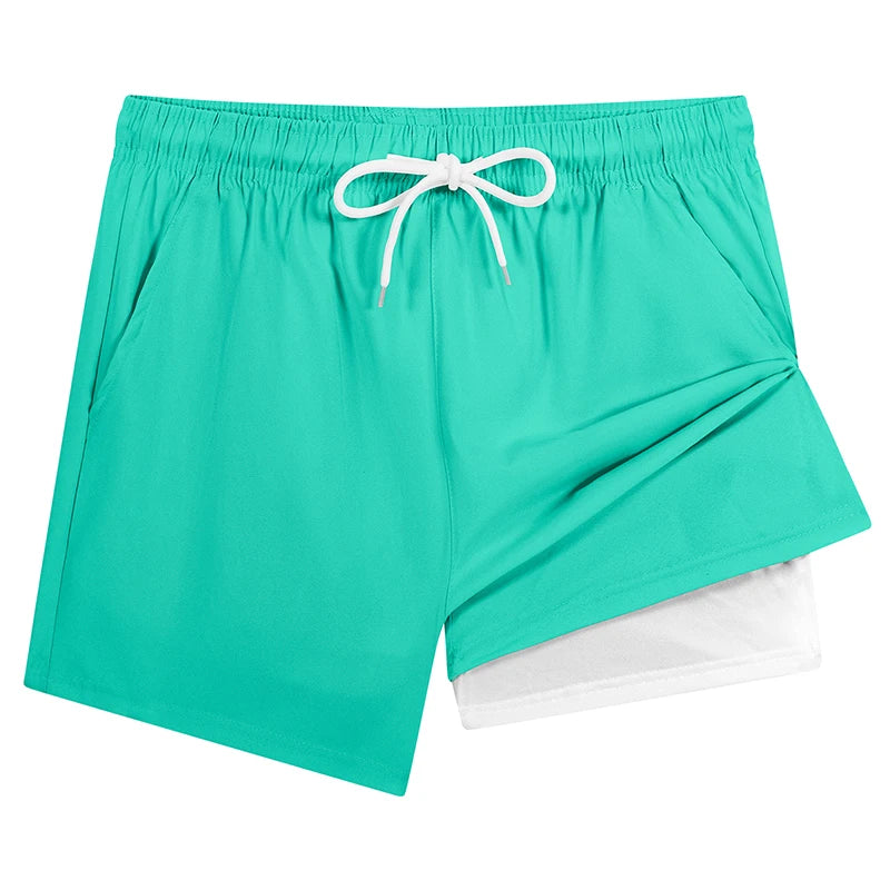 Men's Swim Shorts with Compression Liner and Phone Pocket for Beach and Pool Wear