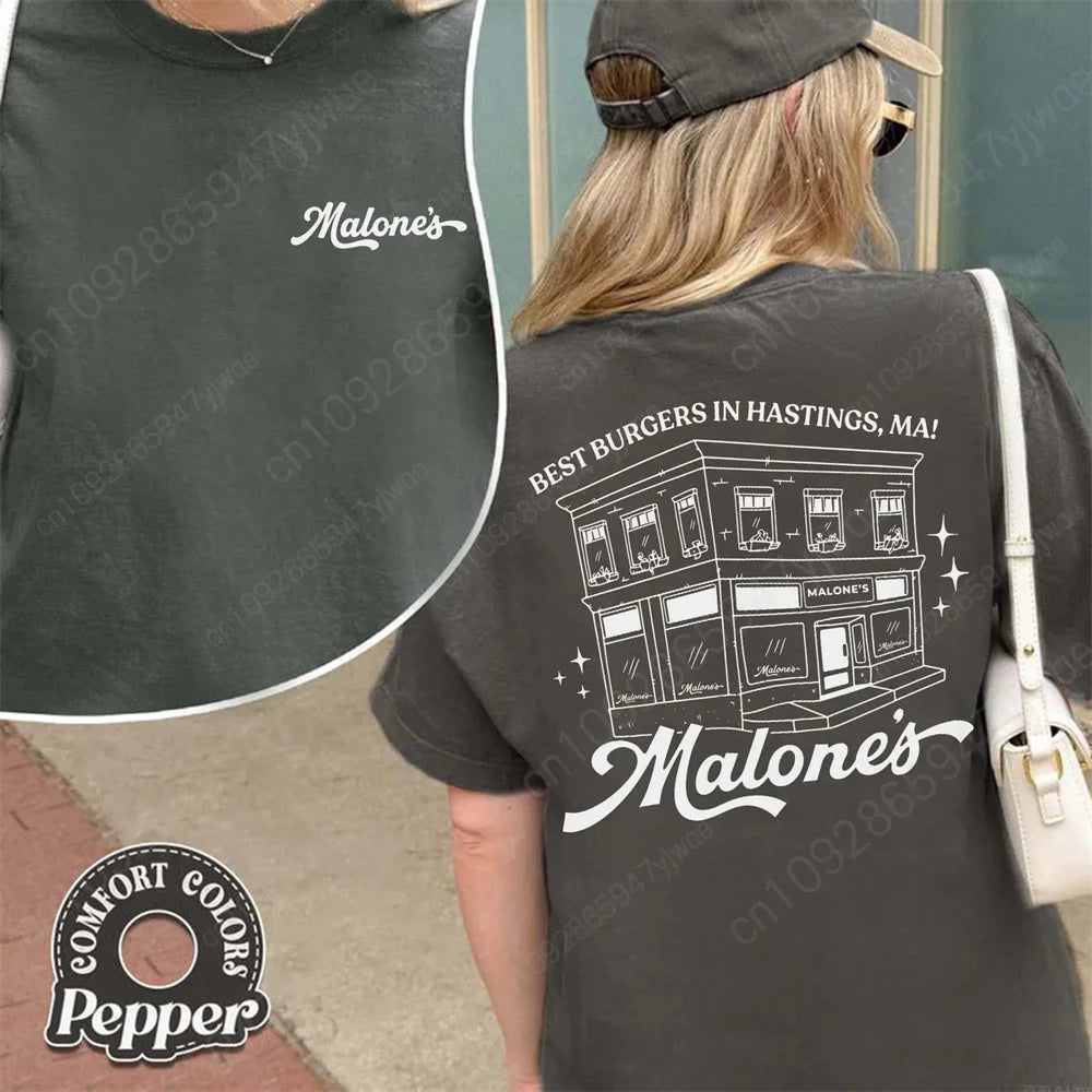 Malones Letter Graphic Short Sleeve T-shirt For Sports Outfits