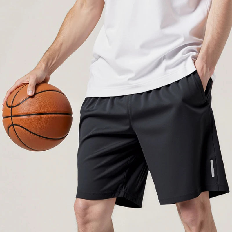 Men's Stretch Drawstring Sports Shorts with Zipper Pockets