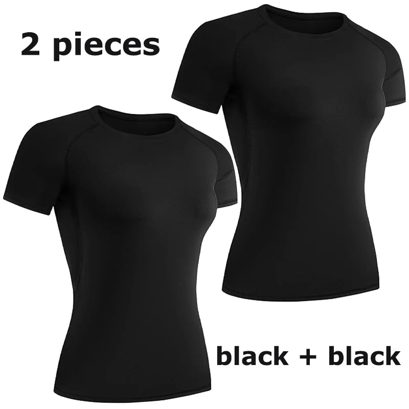 Women's Crew Neck Fitted Short Sleeve T-shirt For Workout Outfits