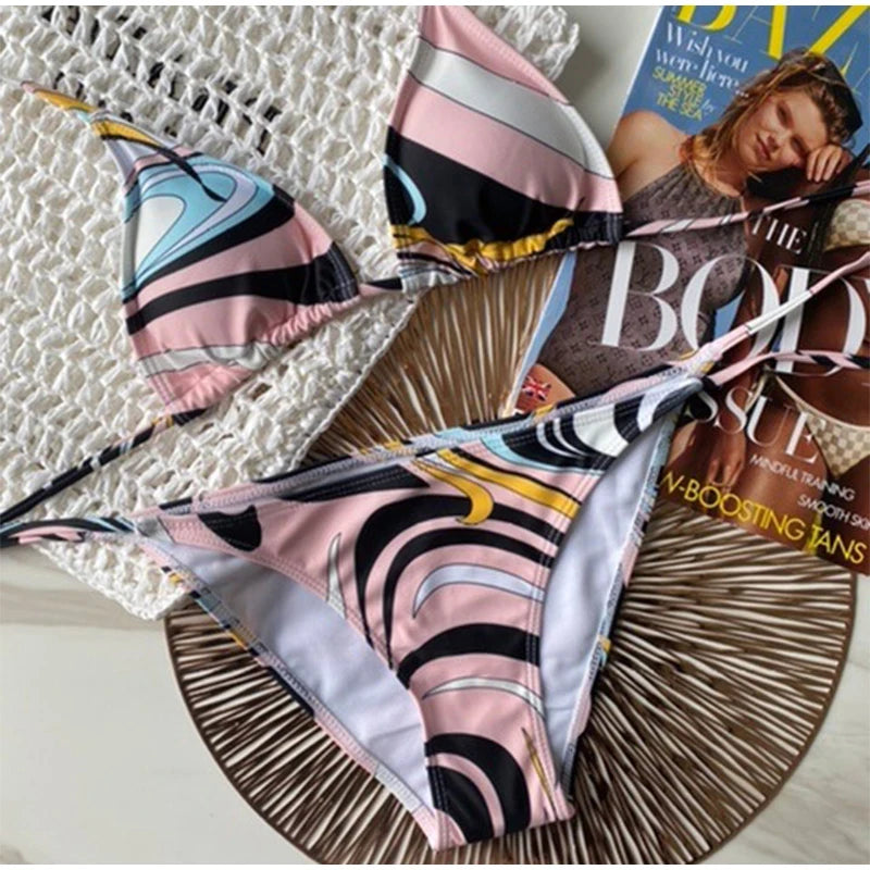 Printed High Waist Bikini