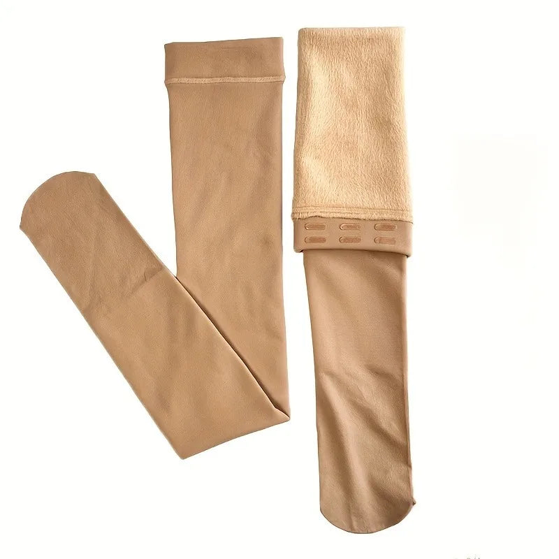 Solid Thigh High Stockings with Wide Top Cuffs