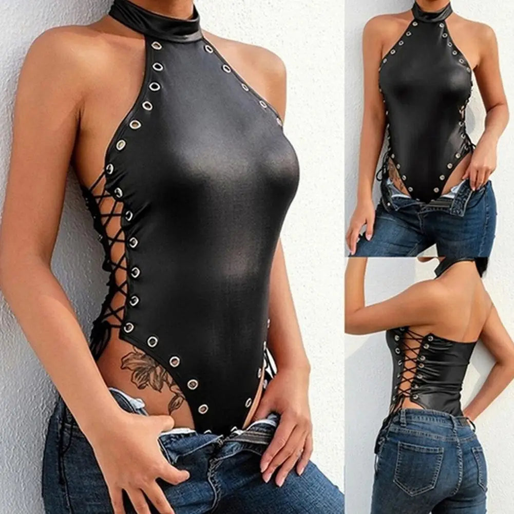 Side Lace-Up Halter One-Piece Swimsuit
