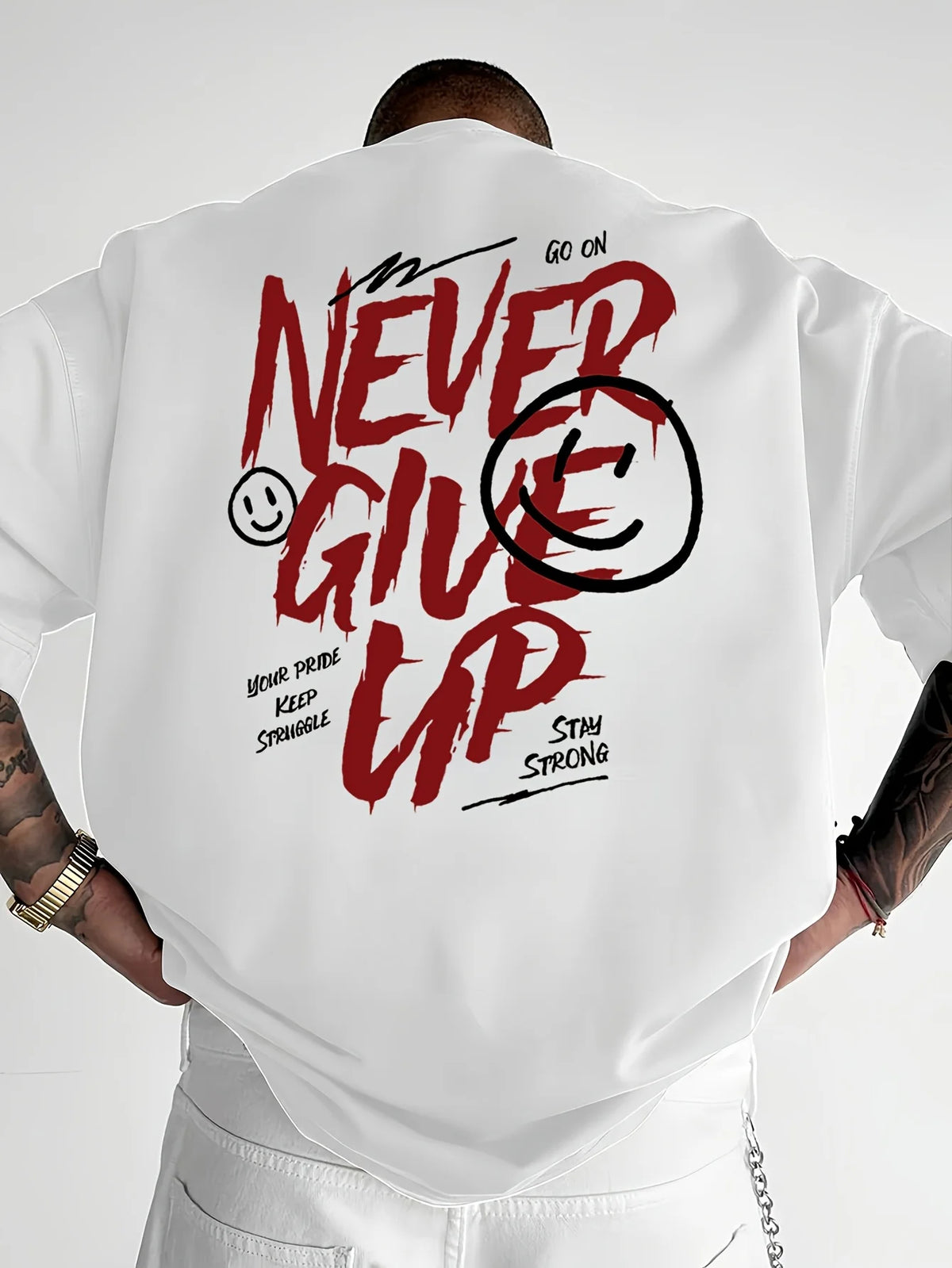 Never Give Up Cotton Short-Sleeve Graphic T-Shirt