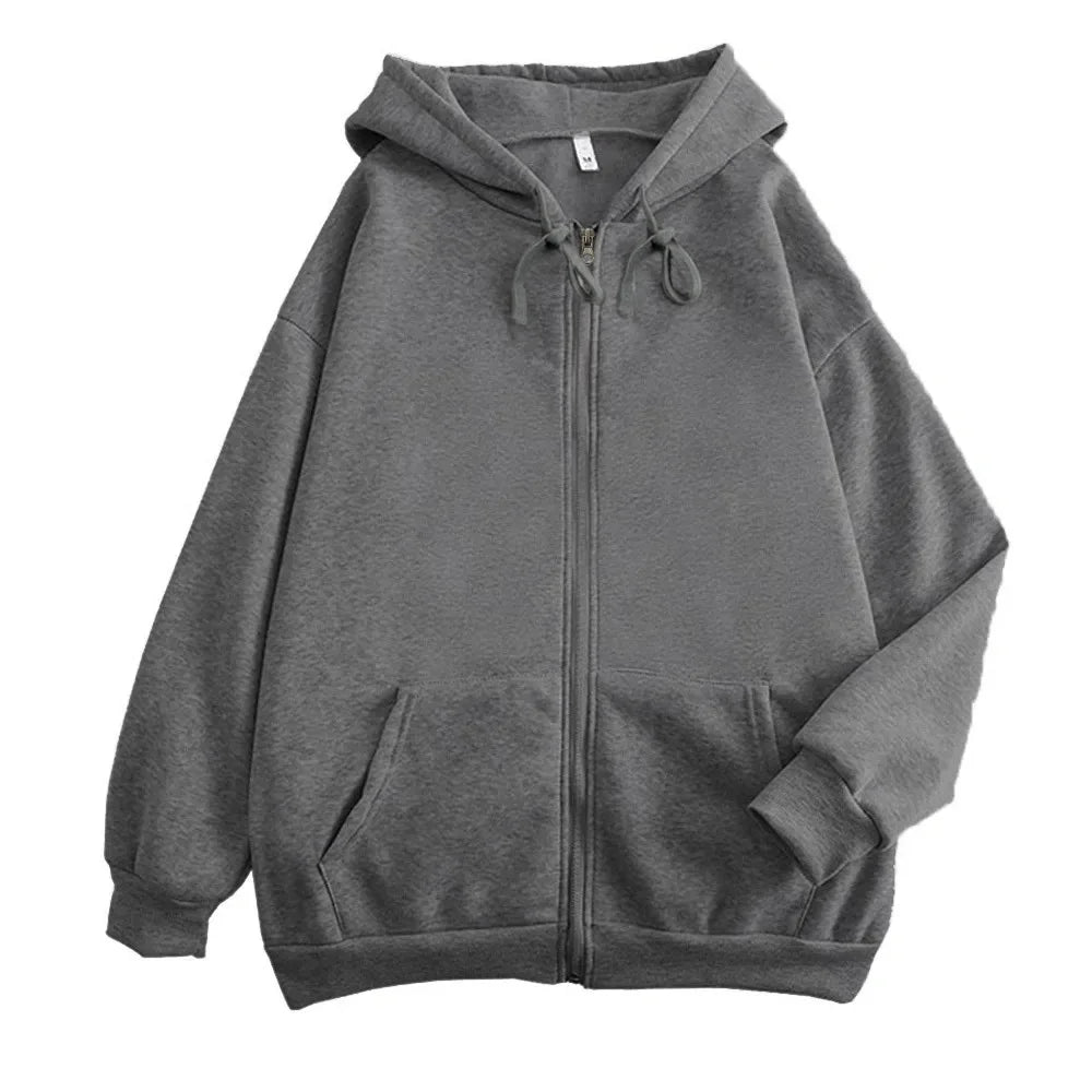 Long Sleeve Full Zip Casual Hooded Sweatshirt for Layering