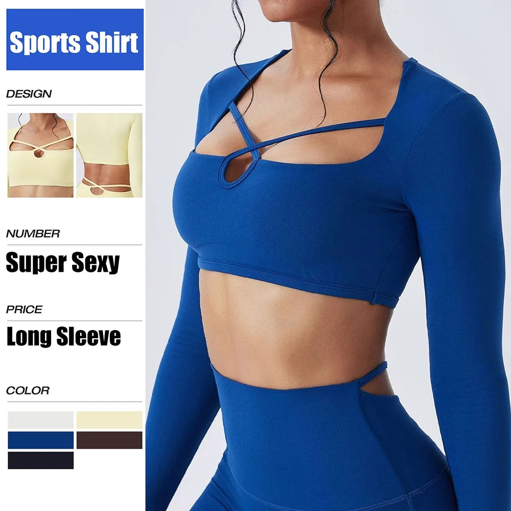 Women's Cutout Long-Sleeve Workout Crop Top