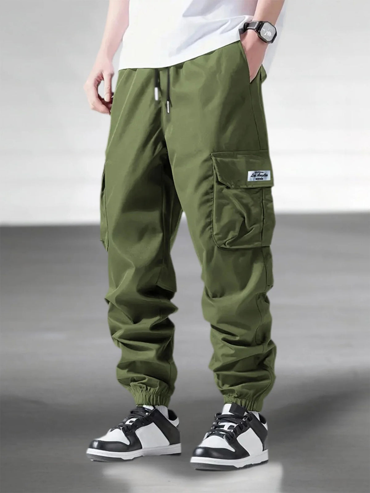 Men's Multi Pocket Elastic Waist Casual Cargo Pants