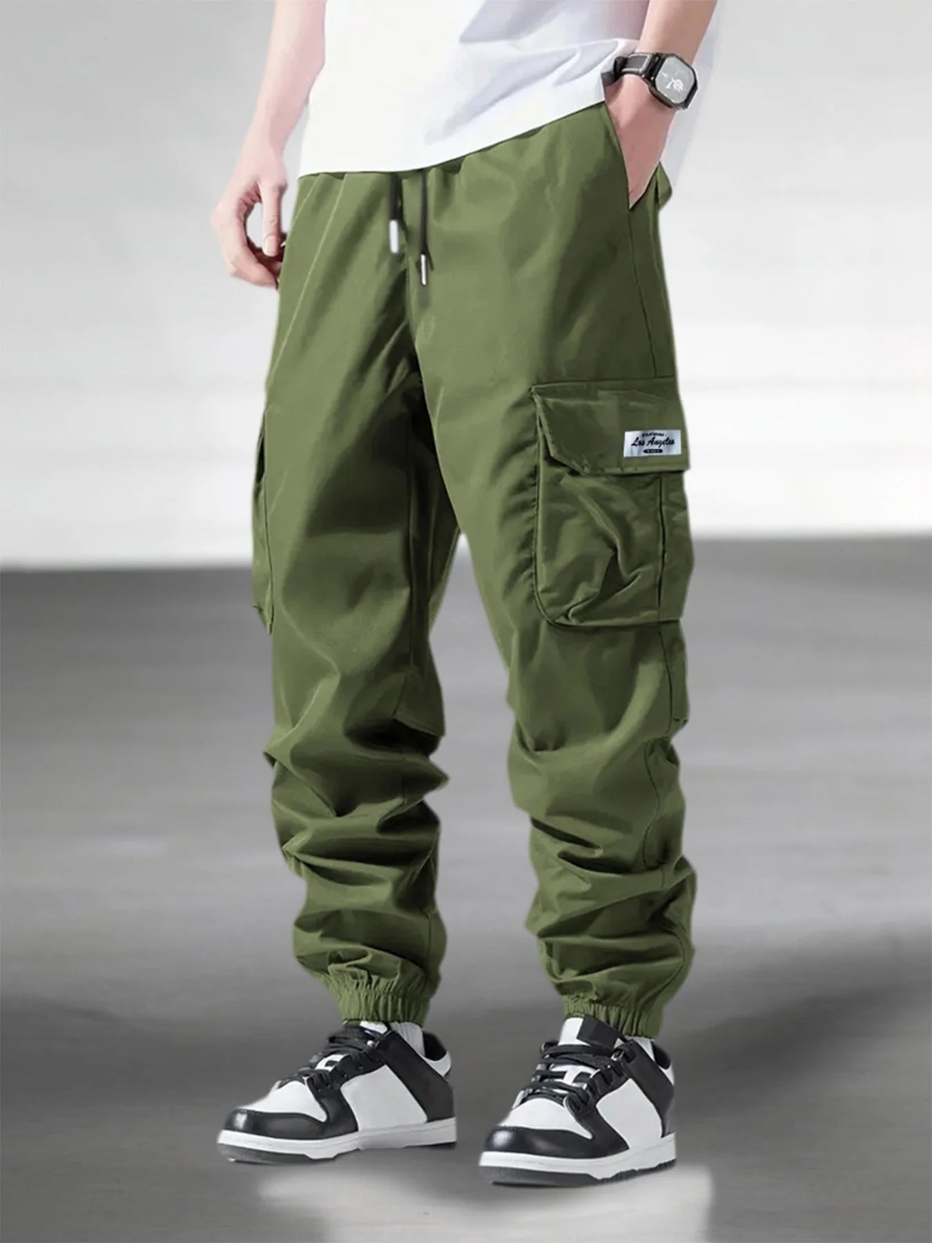 Men's Multi Pocket Elastic Waist Casual Cargo Pants