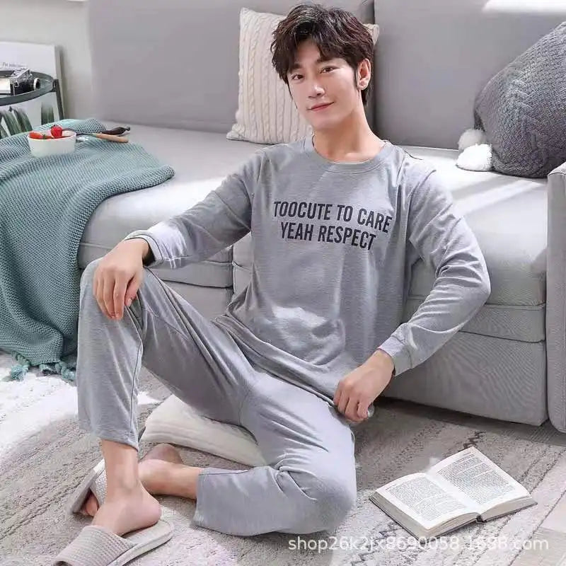 Men's Striped Graphic Long Sleeve Top and Pants Pajama Set
