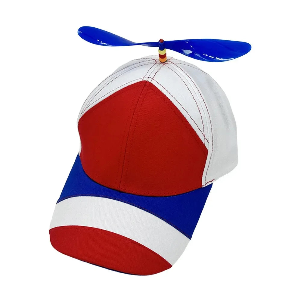 Color Block Baseball Cap with Decorative Top Propeller