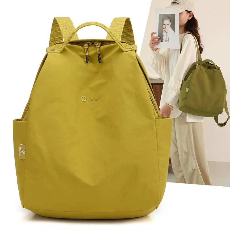 Simple Solid Colour Backpack with Front Zipper Pocket and Carry Handle