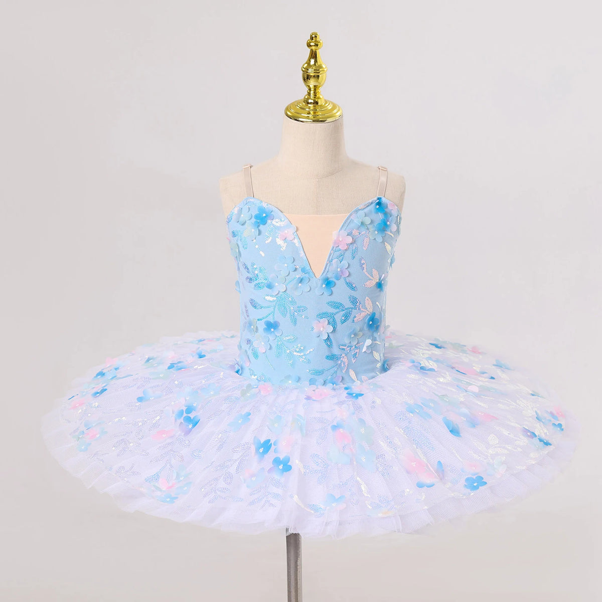 Girls' Pancake Ballet Tutu Dress with Decorated Bodice and Height-Based Sizes