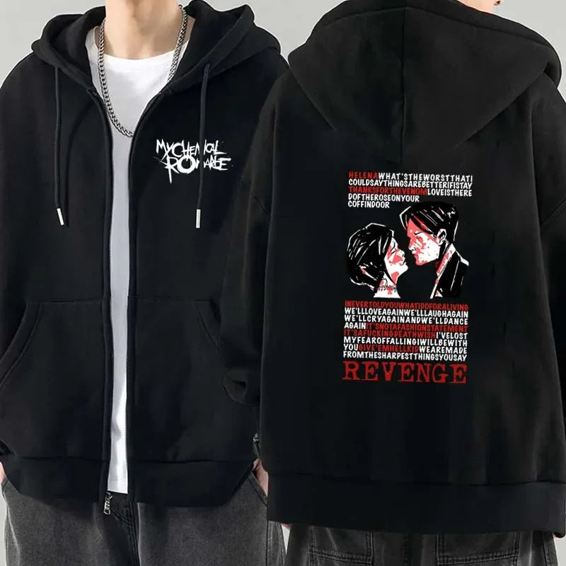 Men's Rock-Graphic Long-Sleeve Zip-Front Hoodie