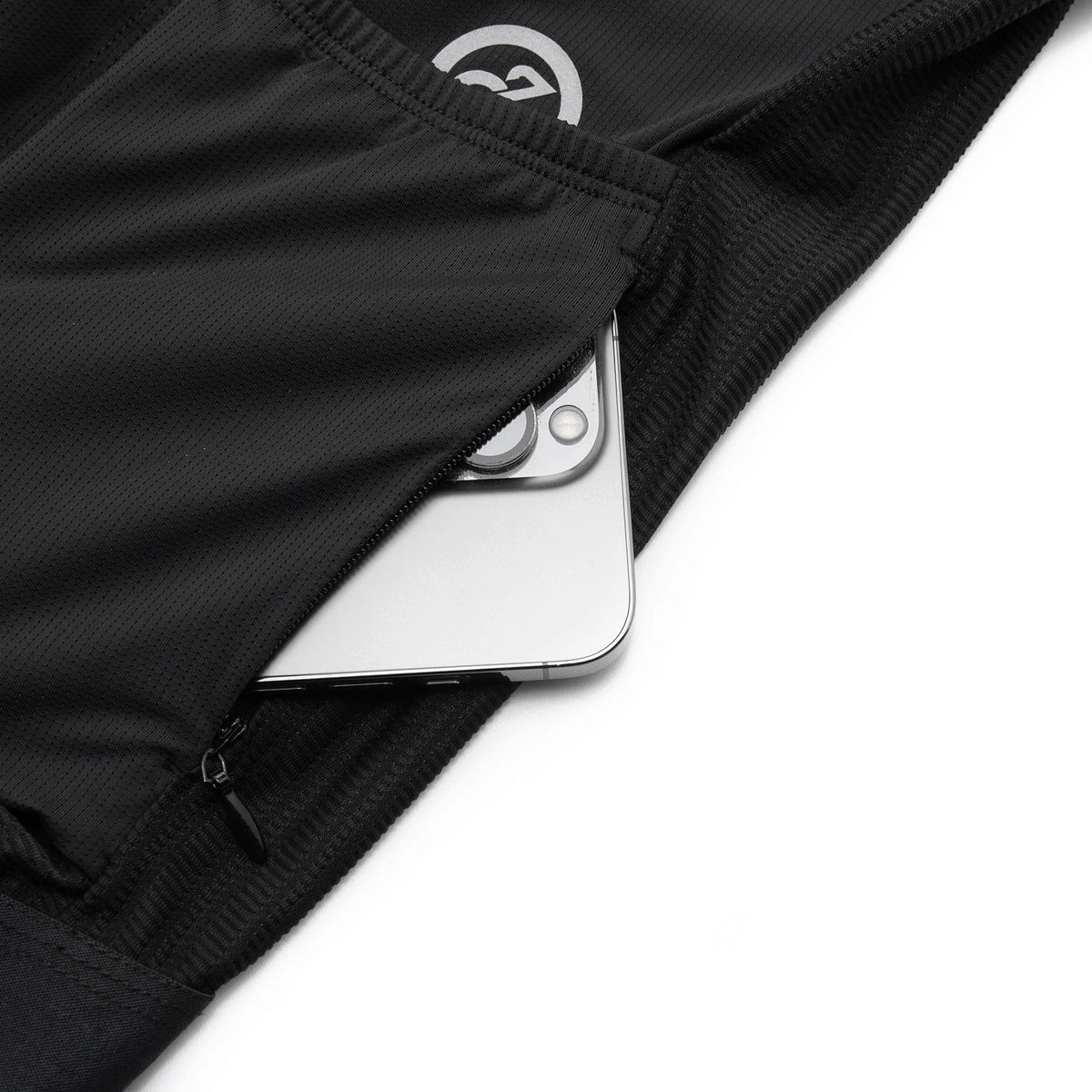 Men's V-Neck Short Sleeve Full-Zip Cycling Jersey with Rear Pockets
