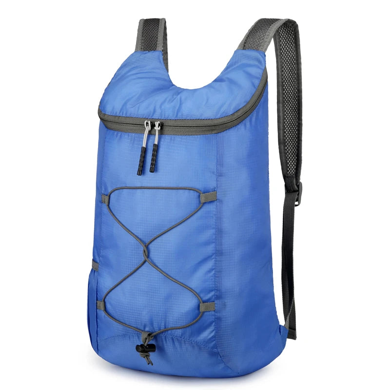 Foldable Travel Backpack with Front Cord Detail and Side Pockets