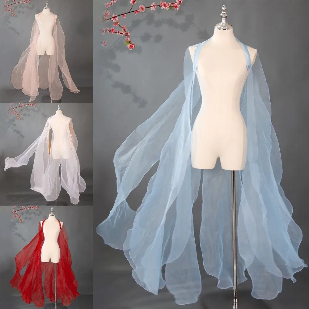 Long Sheer Shoulder Strap Cape for Layering over Outfits