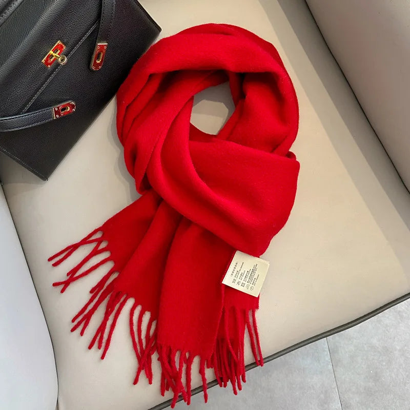 Solid Long Fringed Scarf for Neck and Wrap Styling