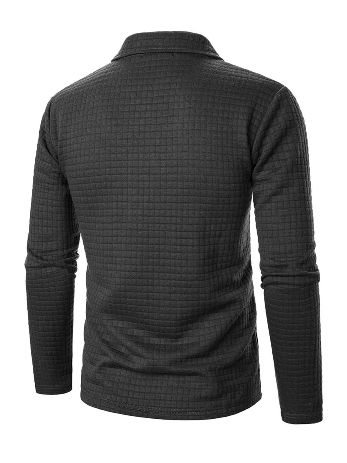 Men's Textured Polo Collar Long Sleeve Knit Sweater