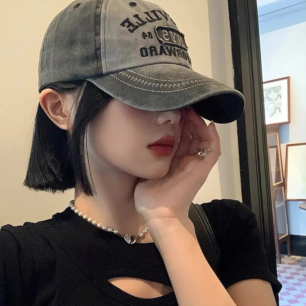 Washed Look Letter Baseball Cap with Adjustable Back