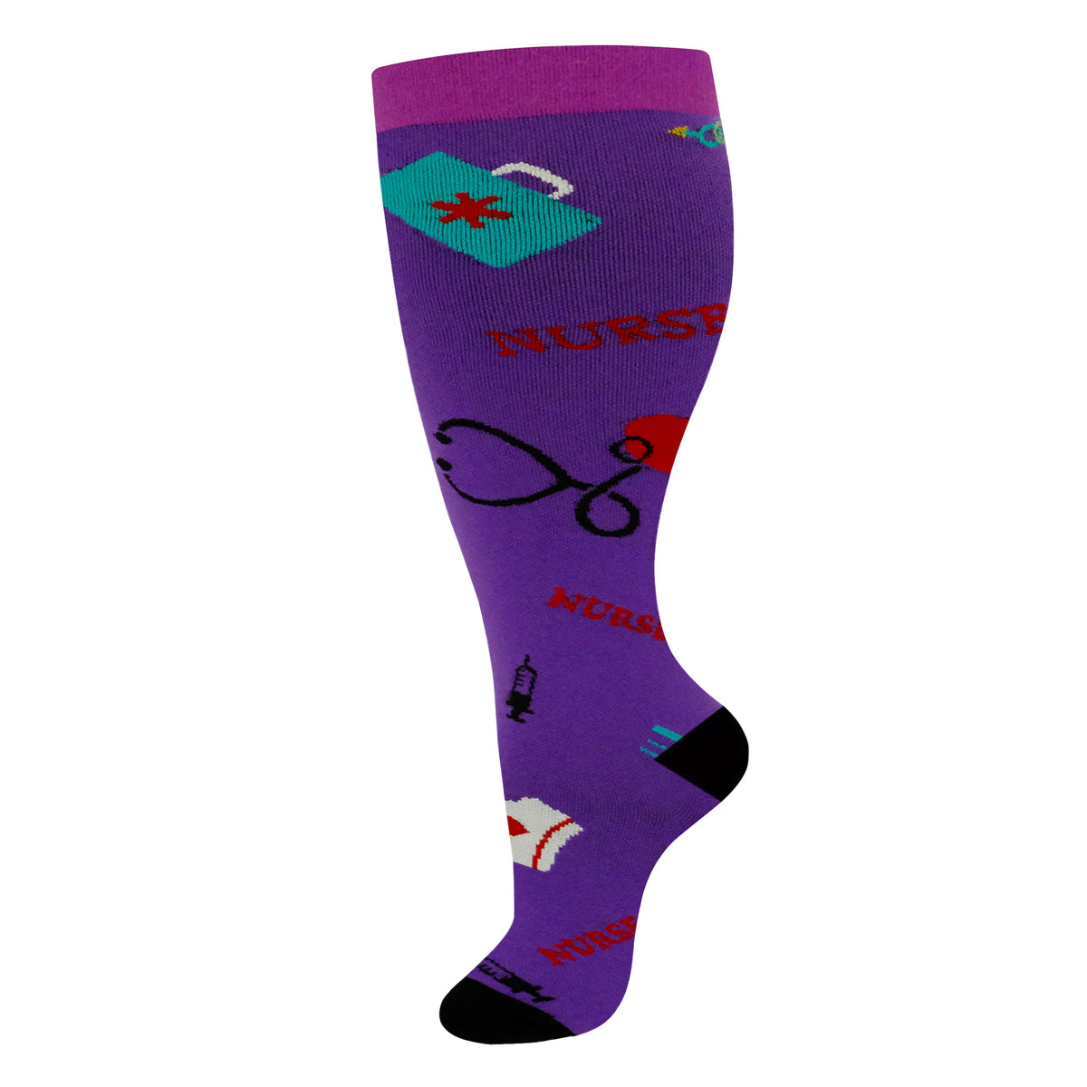 Plus Size Knee High Compression Socks with Pattern Options