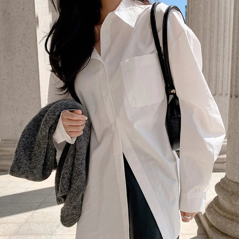 Women's Fitted Long Sleeve Shirt with Back Tie