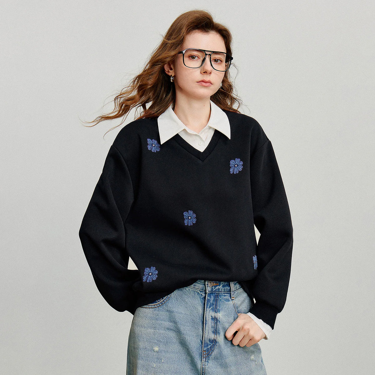Floral Long Sleeve Pullover Casual Sweatshirt for Layering