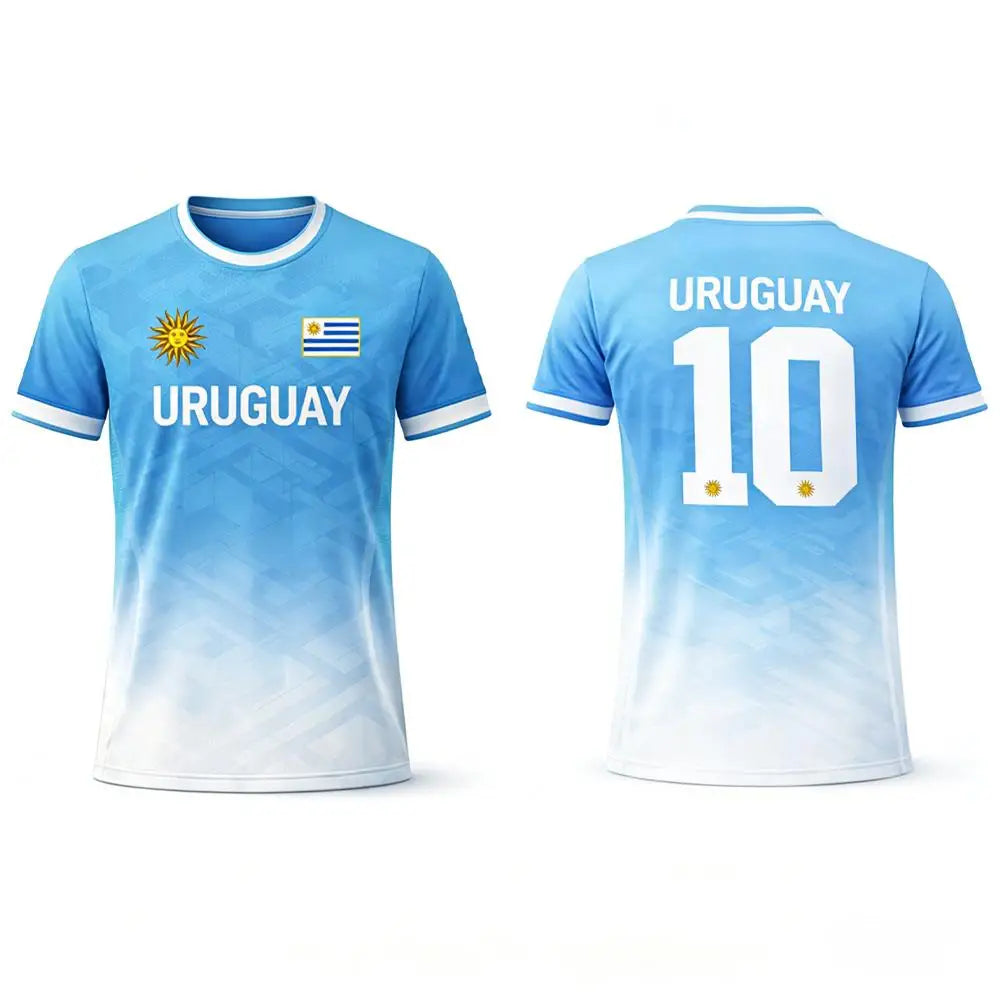 Uruguay Flag Football Short Sleeve Jersey For Sports Outfits