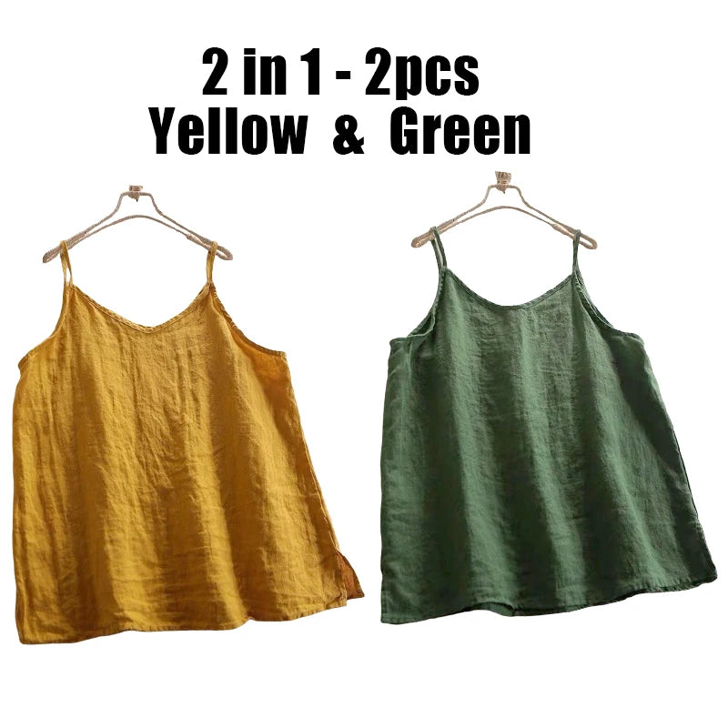 Women's Loose Polyester Camisole with Thin Straps and Single or Two Pack Options