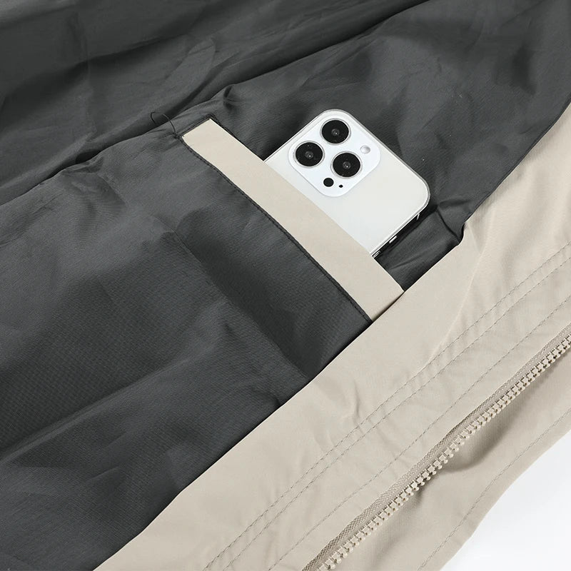 Hooded Long Sleeve Full Zip Outdoor Hiking Jacket with Pockets